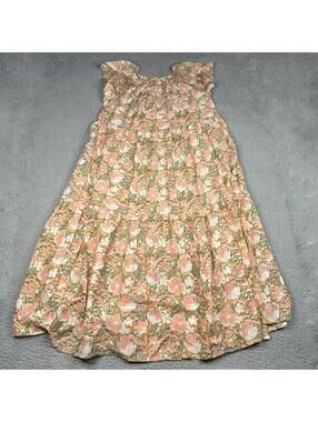 Mirth Floral Cotton Maxi Dress Womens Large Pink Green Boho Handmade India